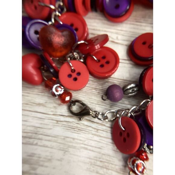 RED HAT SOCIETY Jewelry Bundle Necklace, 2 Bracelets, Pin/Brooch EUC Purple - Picture 9 of 13